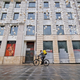 Storefronts are covered up in Moscow.